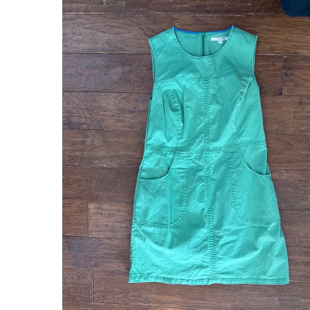 Boden green Sleeveless A-Line Cotton‎ Blend Dress Pockets Zip Back Size US 8